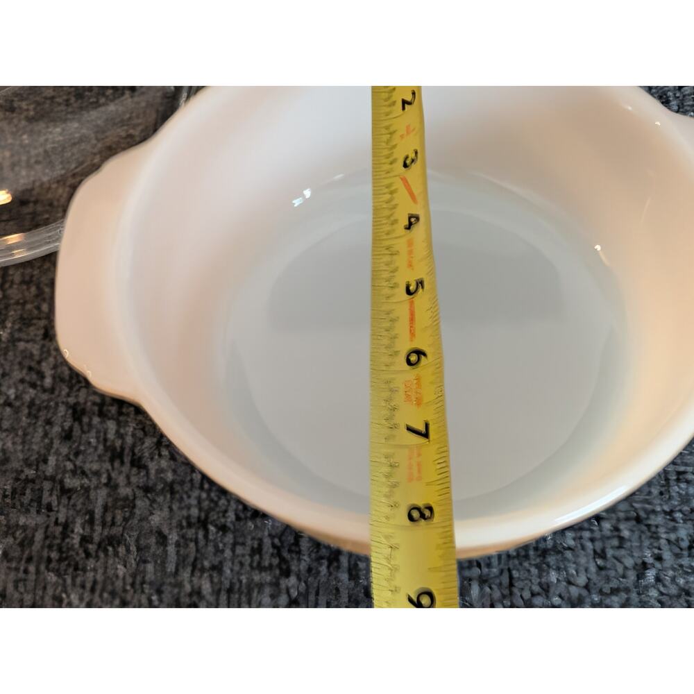 Vtg Anchor Hocking Fire King 447 Peach Lustre 1.5 Quart Casserole Dish W/ Lid - Picture 7 of 9